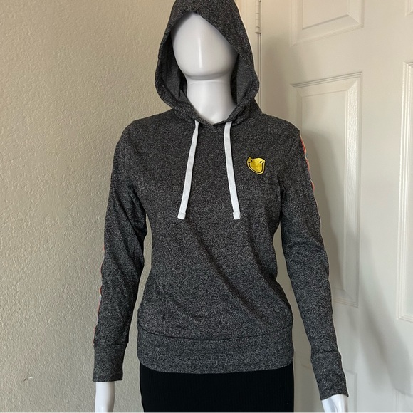 Joe Boxer Tops - Joe Boxer Heather Grey/Black Pullover Hoodie with  smiley face long Sleeves - S